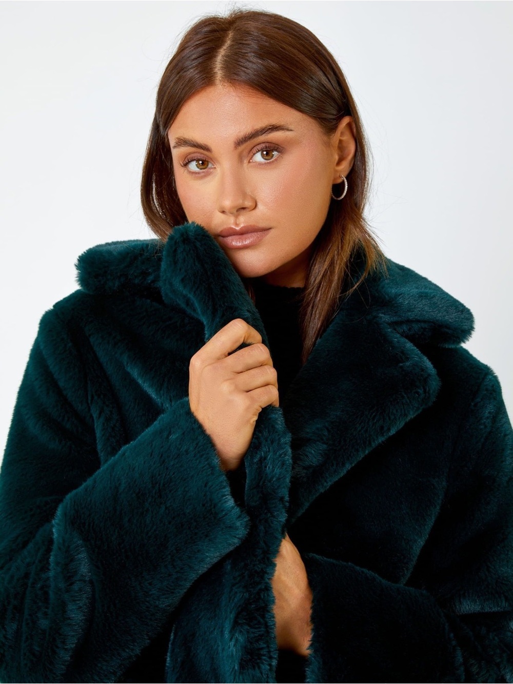Ashley By 26 International Green Plush Faux Fur Coat